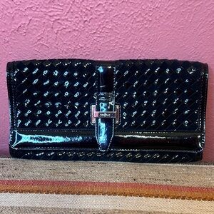 Cole Haan Izzie Large Suede/Patent Leather Woven Clutch